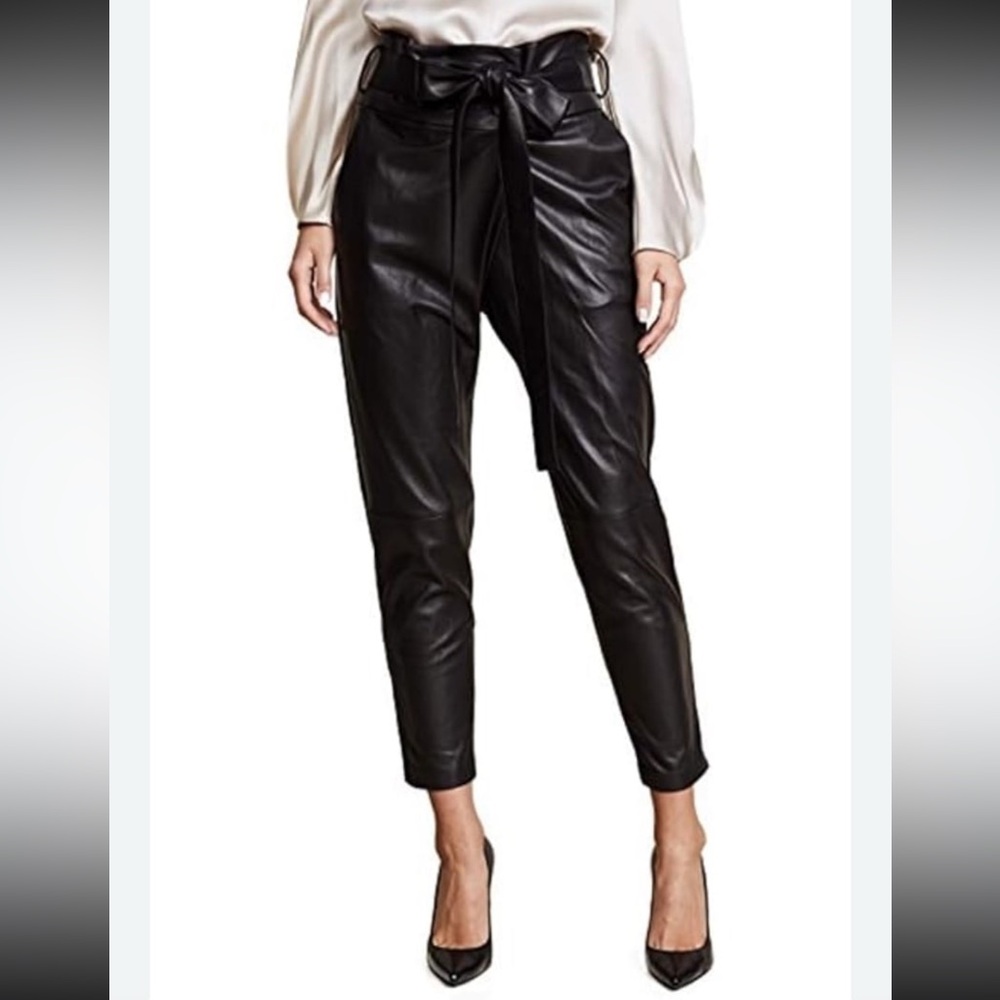 Wilfred Aritzia‎ Black Faux Leather High Tied Pants